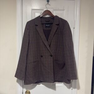 Madewell Plaid Double-Breasted Blazer Brown – Women's XXL